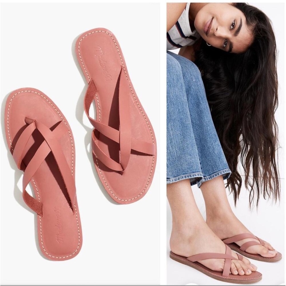 NWT Madewell The Boardwalk Rose-Tone Leather Sandals